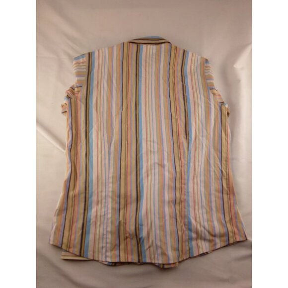 Liz Claiborne Button Down Blouse Medium Colorful Striped Shirt Non-Iron Size M - Picture 3 of 3